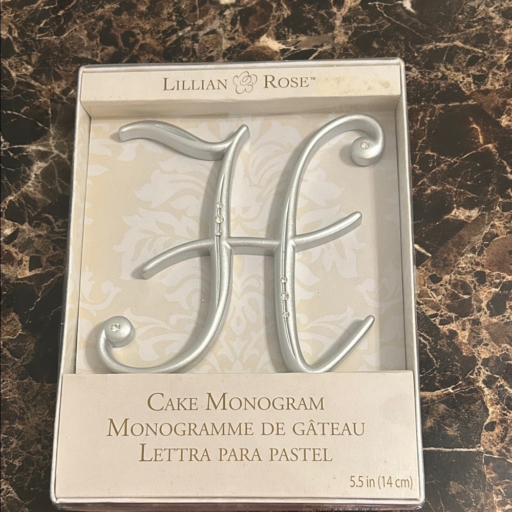 Silver Monogram Cake Topper